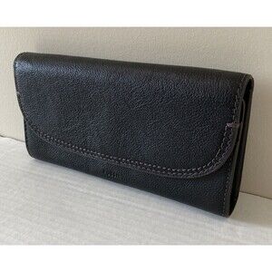 New Fossil Cleo Flap Clutch Leather wallet Black